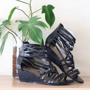 Women's Michael Black Strappy Gladiator Wedge Sandals Size 11